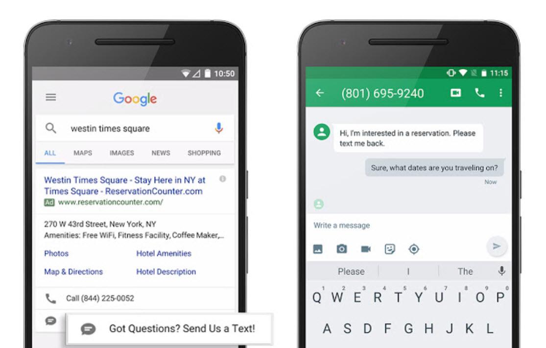 Google new click to message feature added